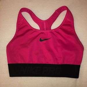 Pink and black nike pro sports bra